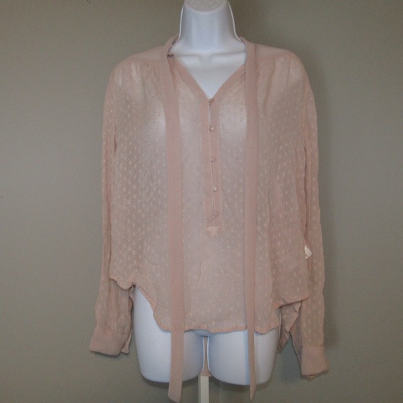 Kimchi Blue Top Blouse Pink Sz Small Long Sleeve - Picture 4 of 7
